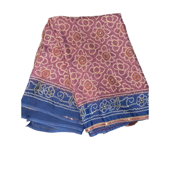 Women's Blue & Purple Indian Bandhani Style Sari / Saree - Picture 2 of 5